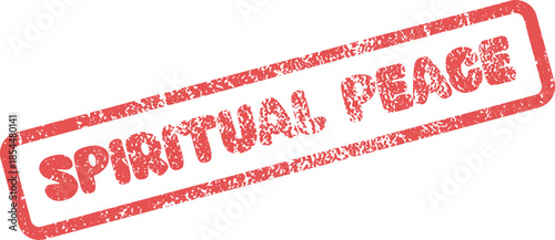 Distinctive red rubber stamp impression indicating the calming words Spiritual Peace on a clean surface
