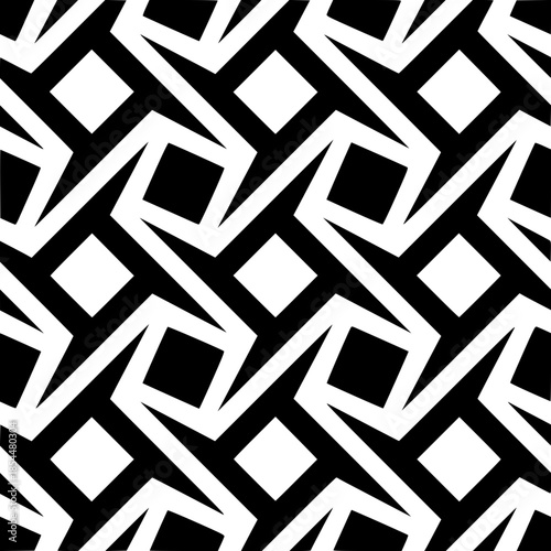 Abstract Geometric Seamless Pattern with Bold Black and White Diamond Shapes.