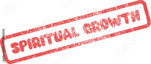 Bold red rubber stamp highlighting the continuous journey of spiritual growth and enlightenment