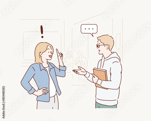 people talking or speaking. Original vector illustration drawn by hand.