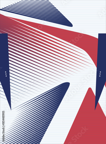 Modern Navy and Red Geometric Speed Lines Sports Pattern