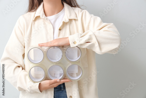 Young woman with adhesive t...