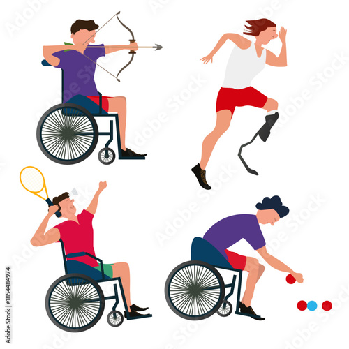 Graphic Of Disabled Athletes Sport Symbol Competition Flat Vector Illustration 2018.Logo Emblem vector For Banner Flyer Brochure. Para sport celebration game party 3rd on Asia.