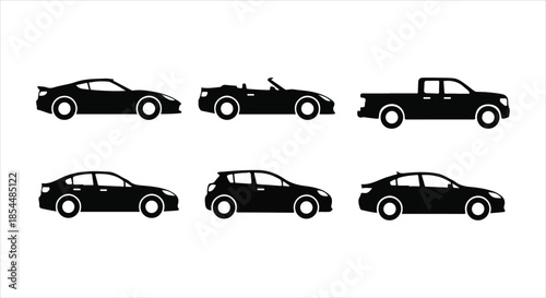 Collection of classic car silhouettes displayed against a white background