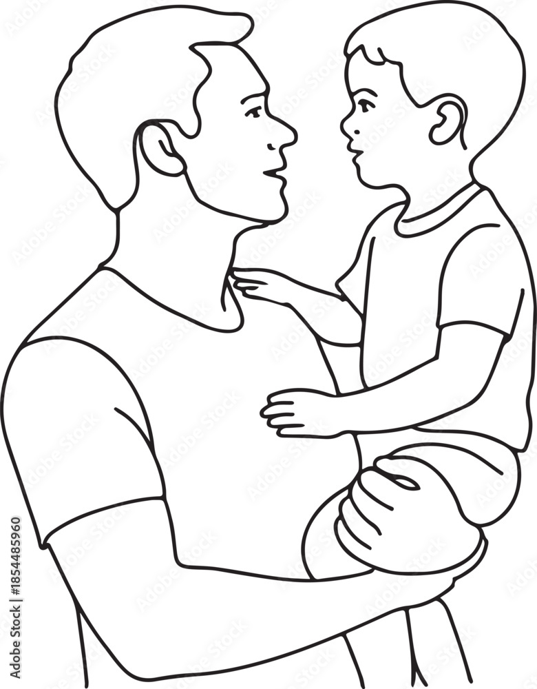 Obraz premium Father holding young son, tender communication