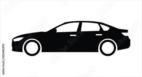 Silhouette of a modern car viewed from the side on a white background
