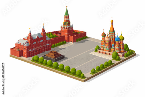 Plaza Roja de Moscú en isométrico