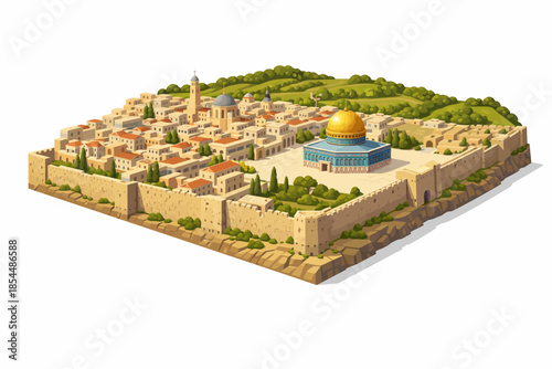 Vista isométrica de Jerusalén