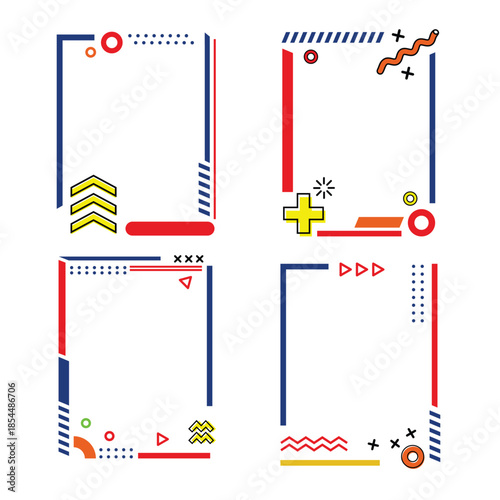 set of abstract geometric shape border design.
