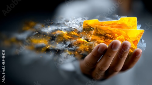 Digital Payment Concept – Glowing Financial Data in Human Hand