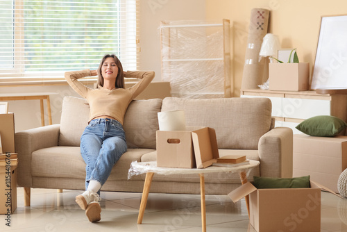 Young woman resting in rent...