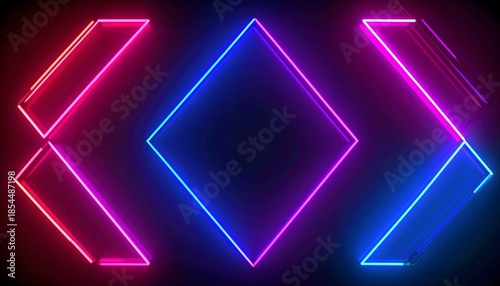 Neon geometric shapes on black background