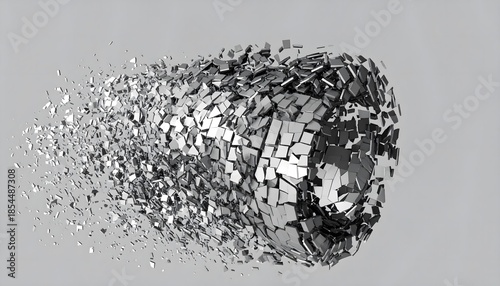 Metallic Sphere Shattering Into Tiny Pieces