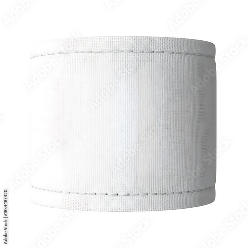 A white cylindrical object is viewed from the side against a plain white background