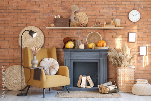 Cozy autumn living room int...