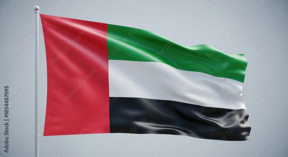 Obraz premium Uae flag day celebration with national flag waving proudly against a clear sky