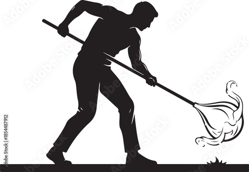  Silhouette of a skilled glassblower artisan shaping molten glass with a blowpipe over a flame, depicting traditional craftsmanship and art