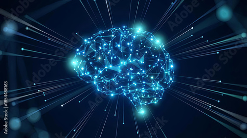 Abstract Glowing Brain Neural Network Concept Illustration