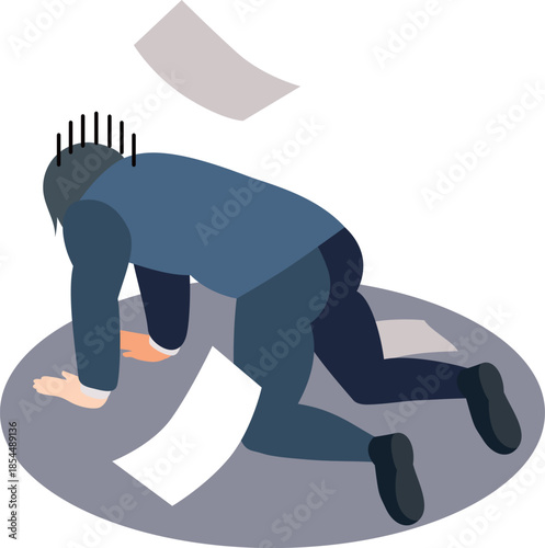 Failed Businessman Falling in Despair Illustration / Ilustración de Hombre de Negocios Fracasado en Desesperación / Ilustração de Empresário Fracassado em Desespero