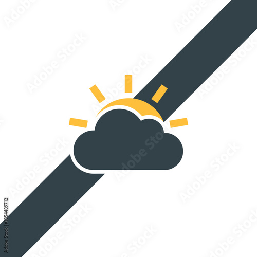International day of happiness sunshine filled sun behind cloud edge with ray blocks vector illustration