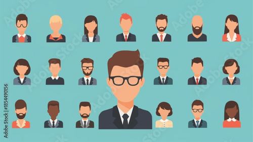 Diverse Group of People Avatars Representing a Team.