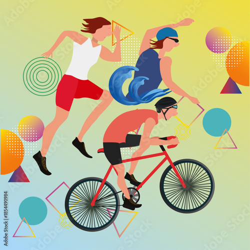 Vector flat icon sport events - athletes various sports contested.booklets, brochures, promotional materials, banners, web design. Isolated on a white background.All sport species of events in 2018.