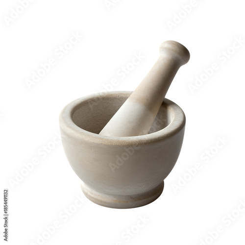 White Mortar and Pestle Isolated