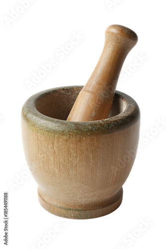 Wooden Mortar and Pestle Isolated