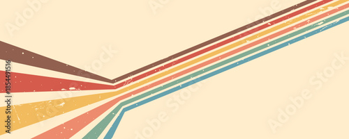 Stripe rainbow groovy. Vintage style poster. Featuring abstract art and dynamic wavy lines. Graphic design or prints. Vector illustration.