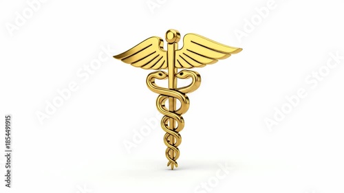 Golden Caduceus Symbol Medical Healthcare Healthcare Symbol 3D Render