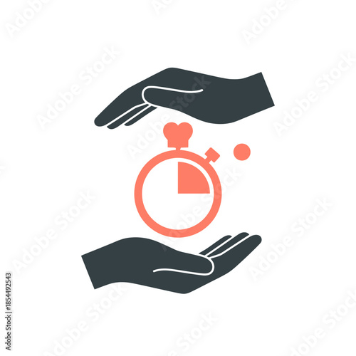 Caring hands line art bold outline holding a centered water droplet vector illustration