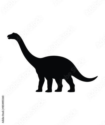 Black silhouette icon of a long-necked brontosaurus or sauropod dinosaur on a clean white background