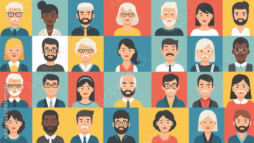 Diverse Group of People Portraits in a Grid Layout.