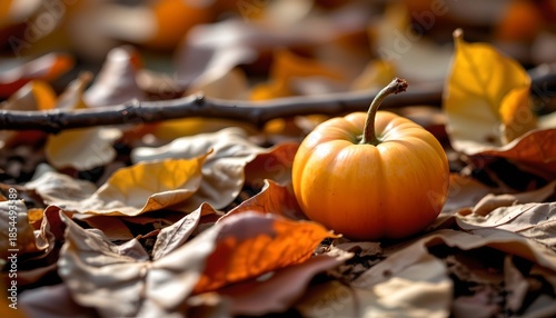 Autumn Stillness Falling Fruit Amid Golden Foliage
