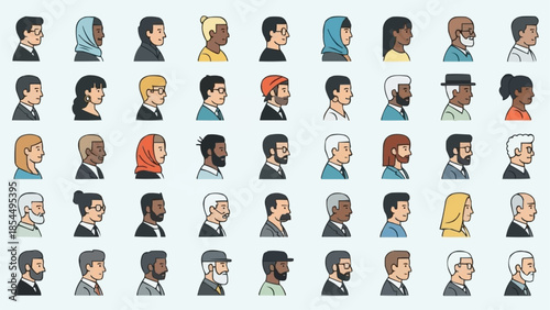 Diverse Group of People Profile Icons Collection.