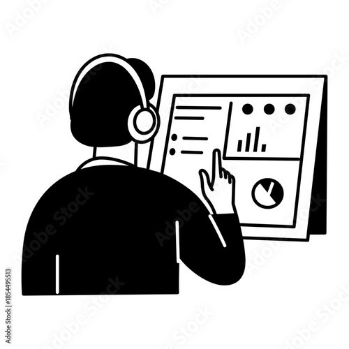 A doodle style illustration showing data analyst