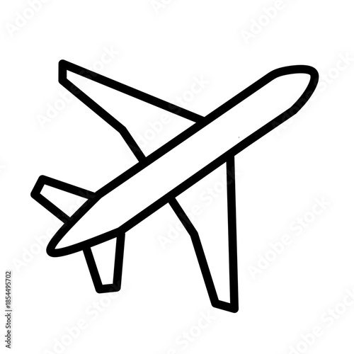 Airplane icon symbolizing air travel, aviation, flight journey, transportation, tourism, business trips, global travel, modern minimal vector design