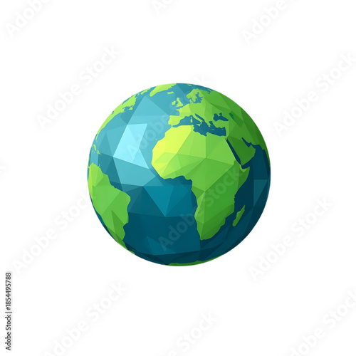 Aerial View of Low Poly Globe Illustrating Global Connectivity and Environmental Concepts