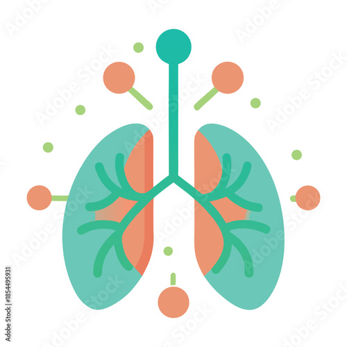 Human Lungs Surrounded By Clean Biotech Air Molecules