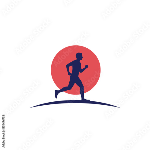 Sunrise art minimal filled sunrise yoga pose in lotus position vector illustration