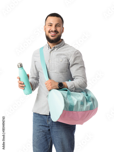 Young man with water bottle...