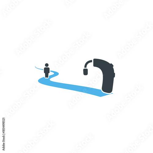 World hearing day hearing aid symbol path to access curved band design vector illustration