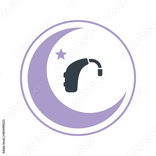 World hearing day hearing aid symbol night clarity crescent moon and star vector illustration
