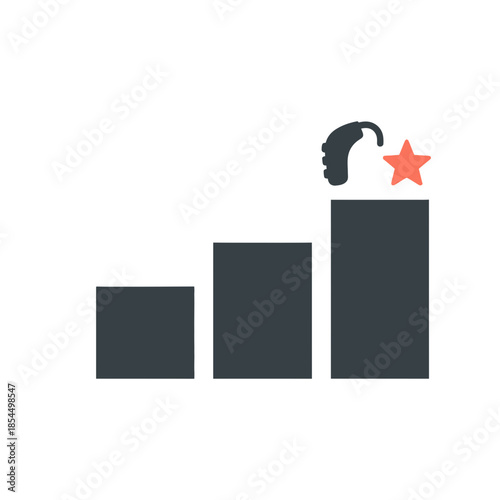 World hearing day hearing aid symbol minimal stair step progress blocks vector illustration