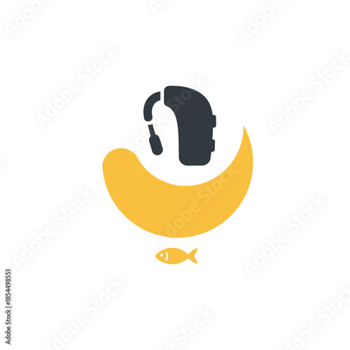 World hearing day hearing aid symbol ocean calm wave crescent design vector illustration