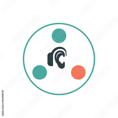 World hearing day hearing aid symbol circle of community triangle dots vector illustration