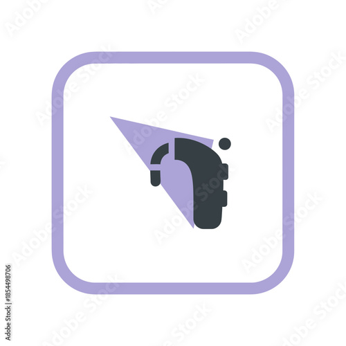 World hearing day hearing aid symbol clinic window icon rounded frame vector illustration
