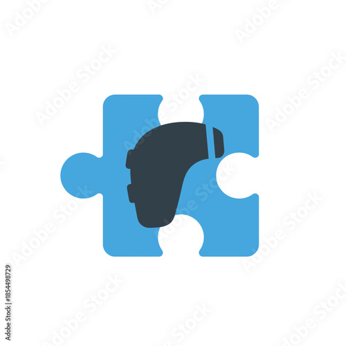 World hearing day hearing aid symbol accessibility support puzzle piece design vector illustration