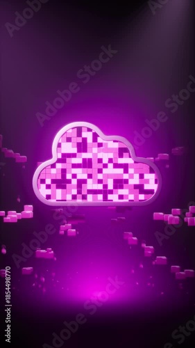 Futuristic Cloud Server Data Upload Background