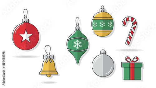Christmas ornaments and decorations set.
